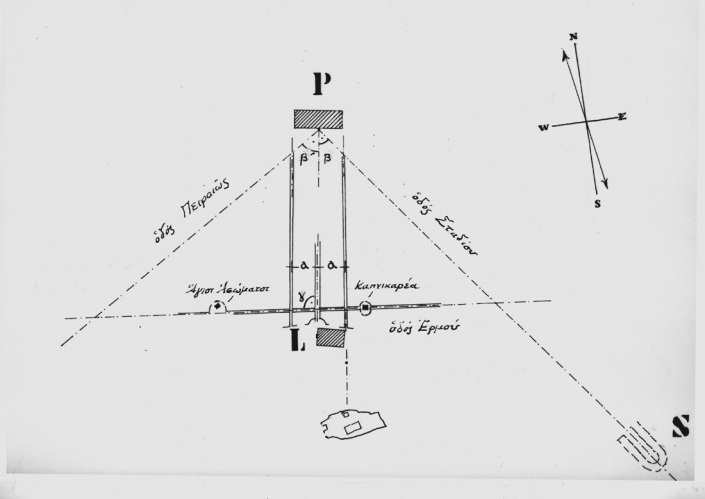 Figure 3: Les axes fondamentaux de planification dans le plan initial, 1833 (source: l’auteur)