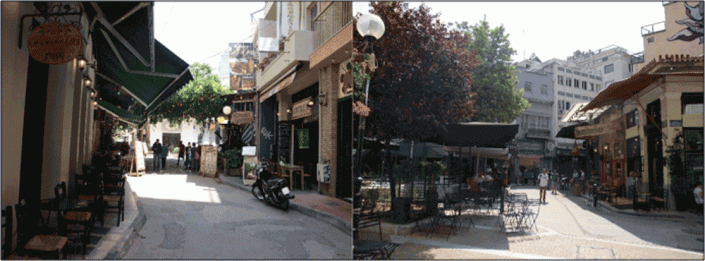 Photo 2: Restaurants, bars, cafés sont répandus dans et autour de la place Iroon. Source: Auteur 2019