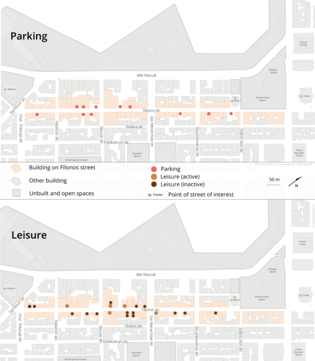 Maps 7 & 8: Parking areas and leisure spaces